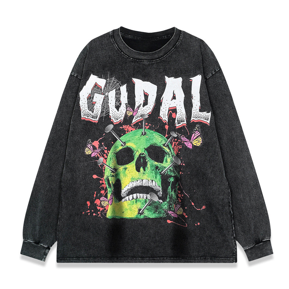 Huili clothing supplier wholesale high quality black acid wash can be customized printed T-shirt