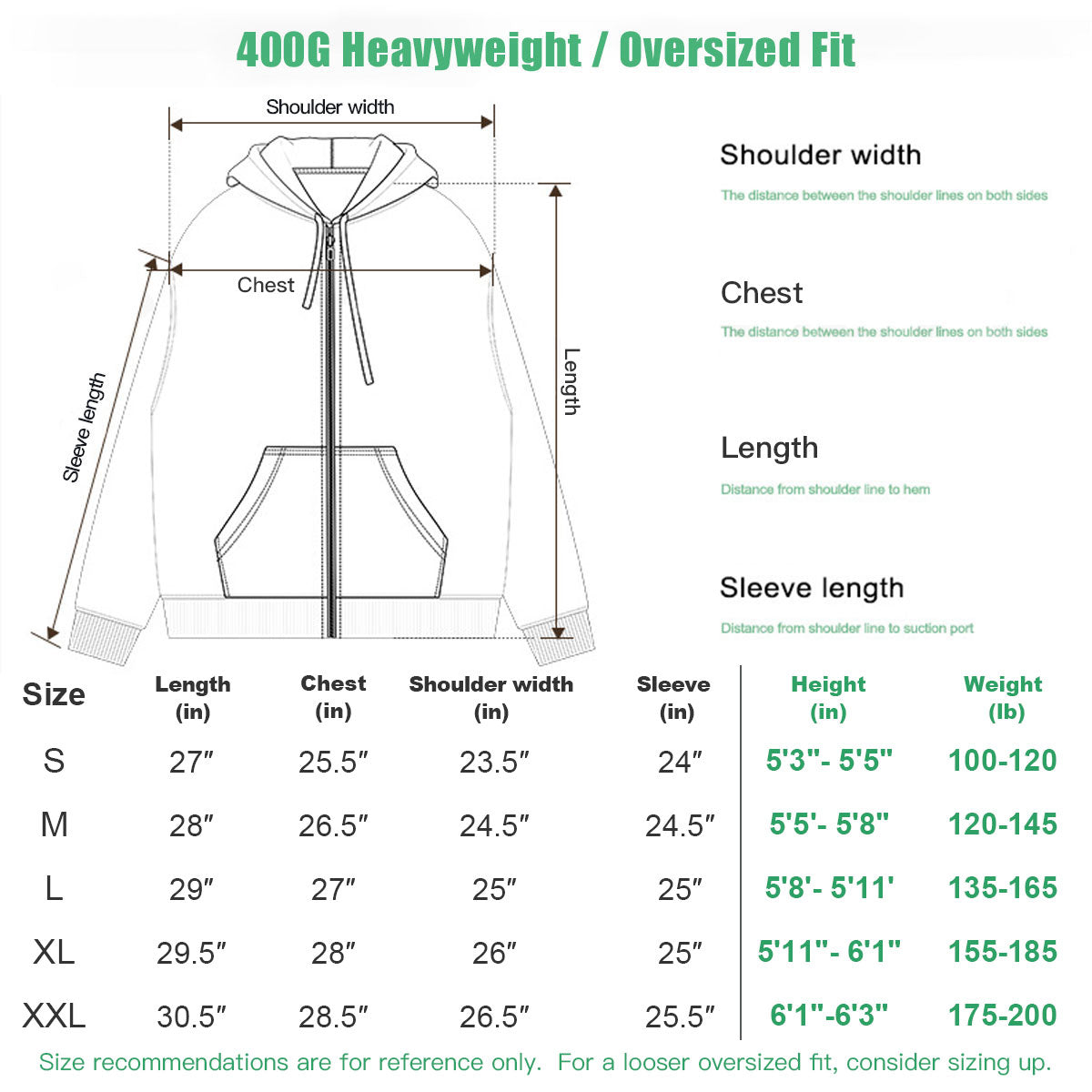 Men’s Oversized Gradient Zip Up Hoodie, Heavyweight 400G Fleece Vintage Streetwear Hooded Jacket, Washed Casual Sweatshirt