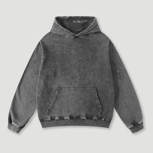 Vintage Washed Oversized Hoodie – 420G Heavyweight French Terry Pullover Sweatshirt with Kangaroo Pocket, Streetwear For Men