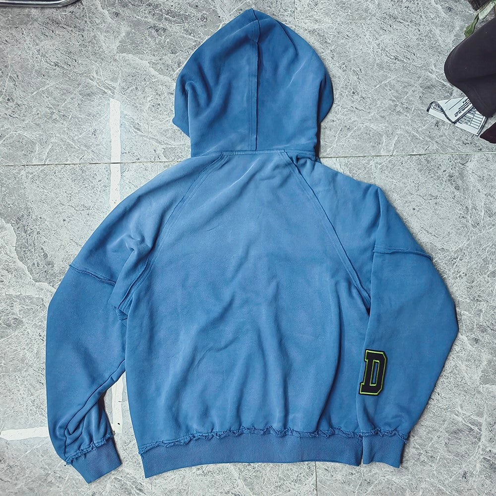 Vintage Patch Zip Up Hoodie - Distressed Racing Varsity Streetwear