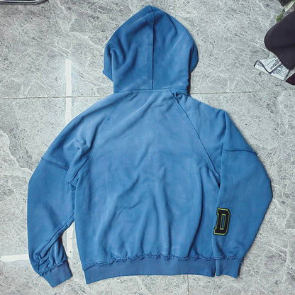 Vintage Patch Zip Up Hoodie - Distressed Racing Varsity Streetwear