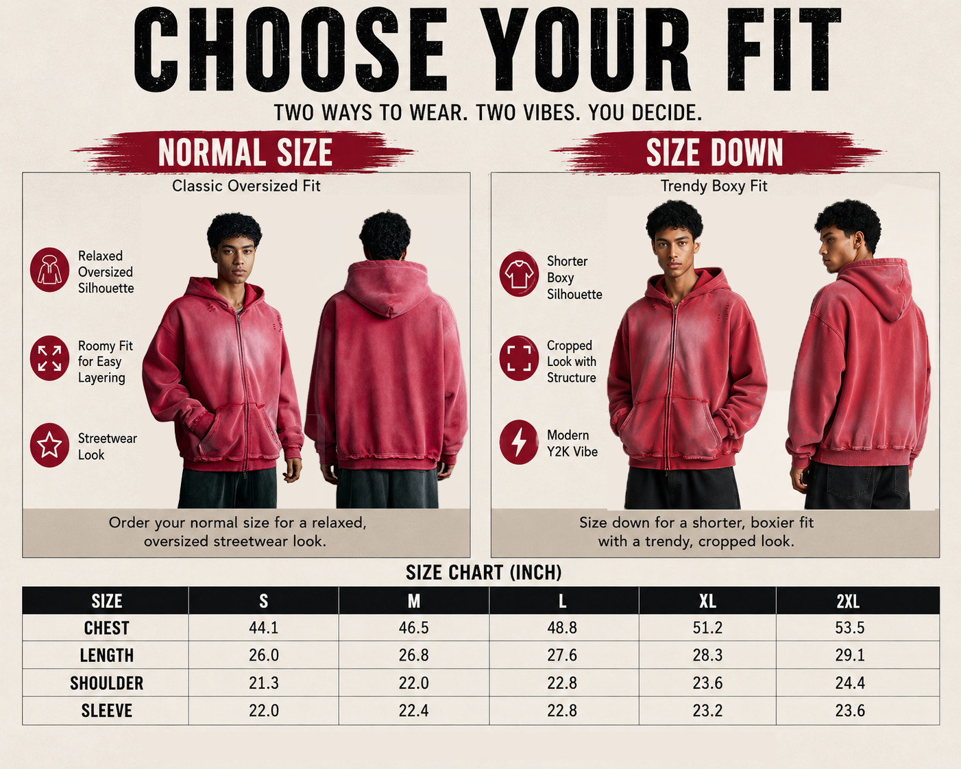 Vintage Washed Zip Up Hoodie Heavyweight 400G Oversized Faded Hoodie Y2K Streetwear Full Zip Jacket