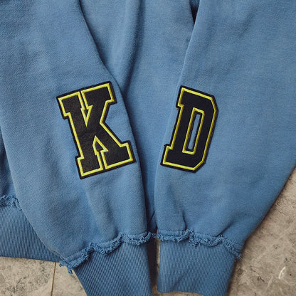 Vintage Patch Zip Up Hoodie - Distressed Racing Varsity Streetwear