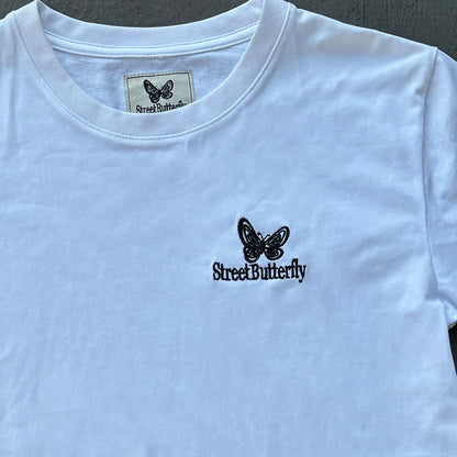 StreetButterfly Embroidered Cotton T - Shirt - Classic White, Casual Style