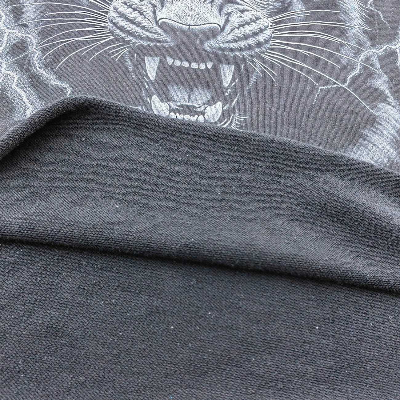 White Tiger Print Hoodie - Lightning Distressed Fake Two-Piece Streetwear