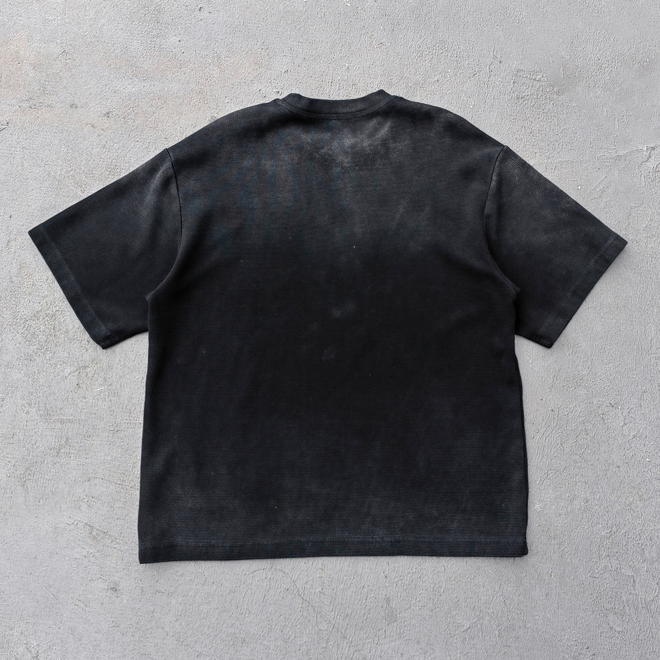 Vintage Wash Waffle Tee - Black Gray Blue Oat Distressed Oversized Y2K Boxy Fit