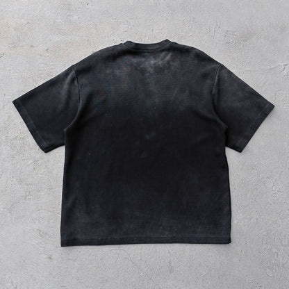 Vintage Wash Waffle Tee - Black Gray Blue Oat Distressed Oversized Y2K Boxy Fit
