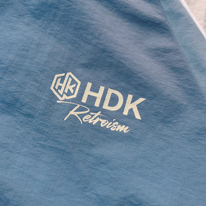 Color Block Track Jacket - Blue White Piping Y2K Nylon Windbreaker Streetwear