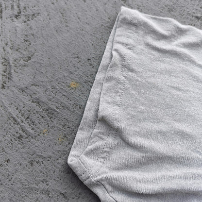 HDK Holy Glory Graphic Tee - Light Gray Dirty Wash Portrait Collage Print Distressed Ripped Y2K Streetwear