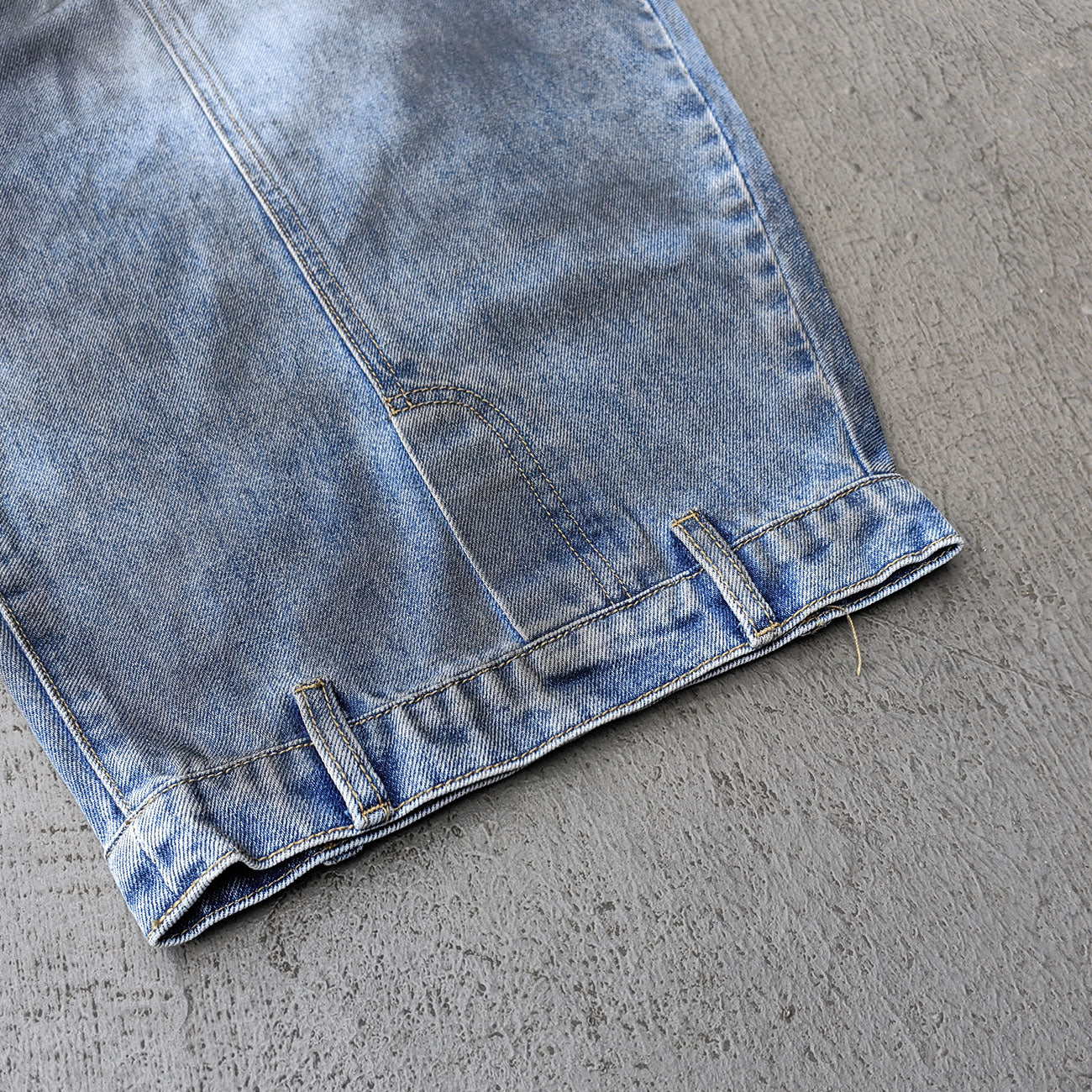 Curved Wide Leg Jeans - Light Blue Acid Wash Asymmetric Wrap Front Arc Panel Y2K Streetwear