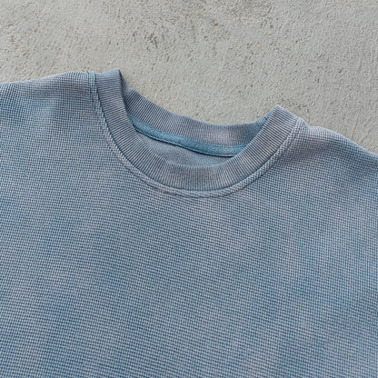 Vintage Wash Waffle Tee - Black Gray Blue Oat Distressed Oversized Y2K Boxy Fit