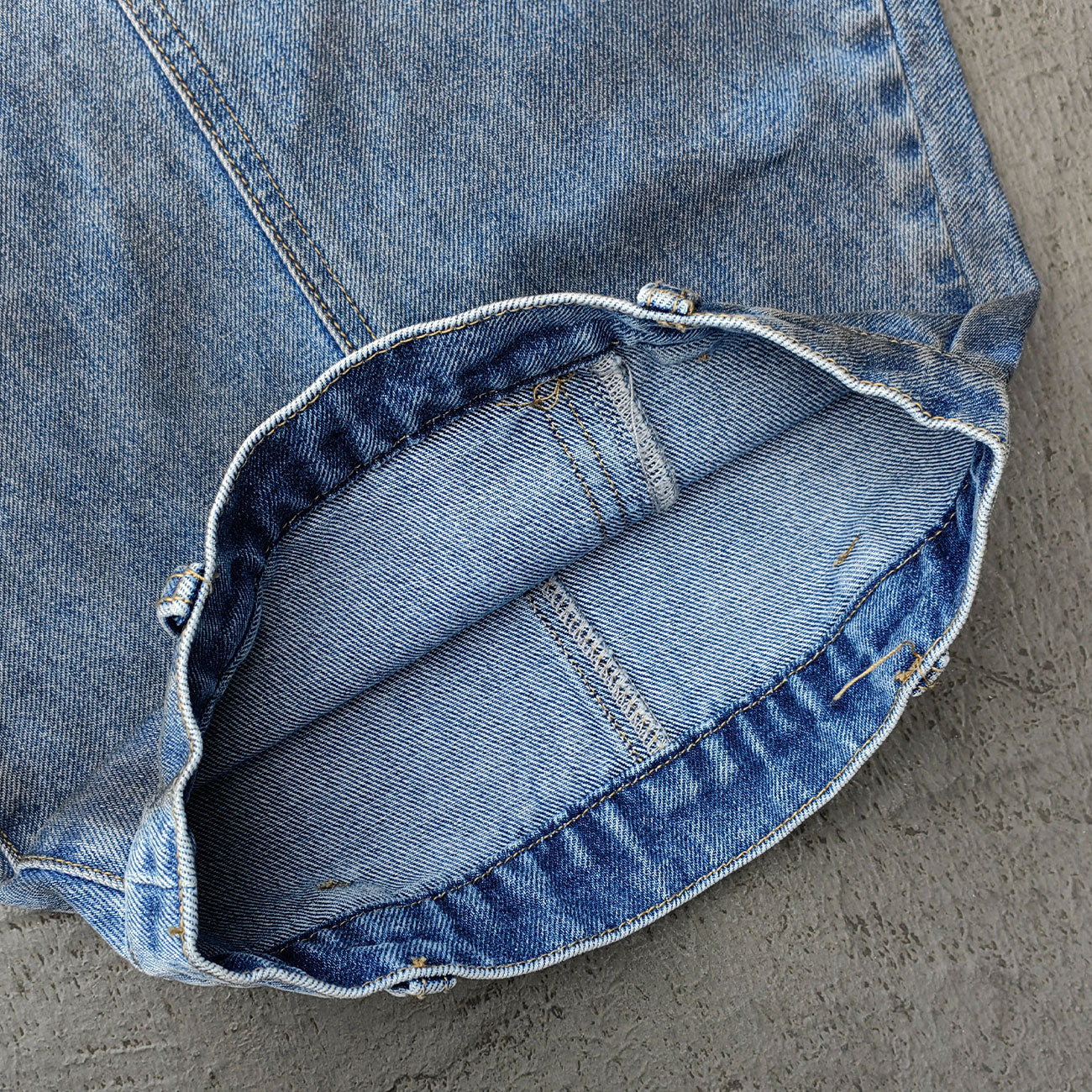 Curved Wide Leg Jeans - Light Blue Acid Wash Asymmetric Wrap Front Arc Panel Y2K Streetwear