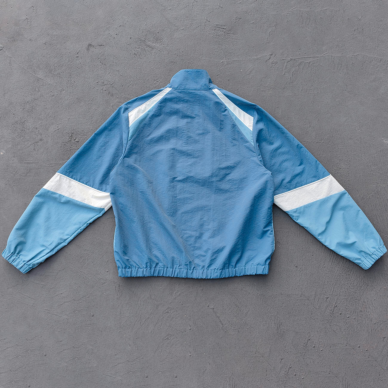 Color Block Track Jacket - Blue White Piping Y2K Nylon Windbreaker Streetwear