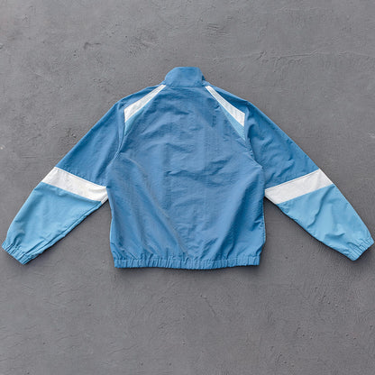 Color Block Track Jacket - Blue White Piping Y2K Nylon Windbreaker Streetwear