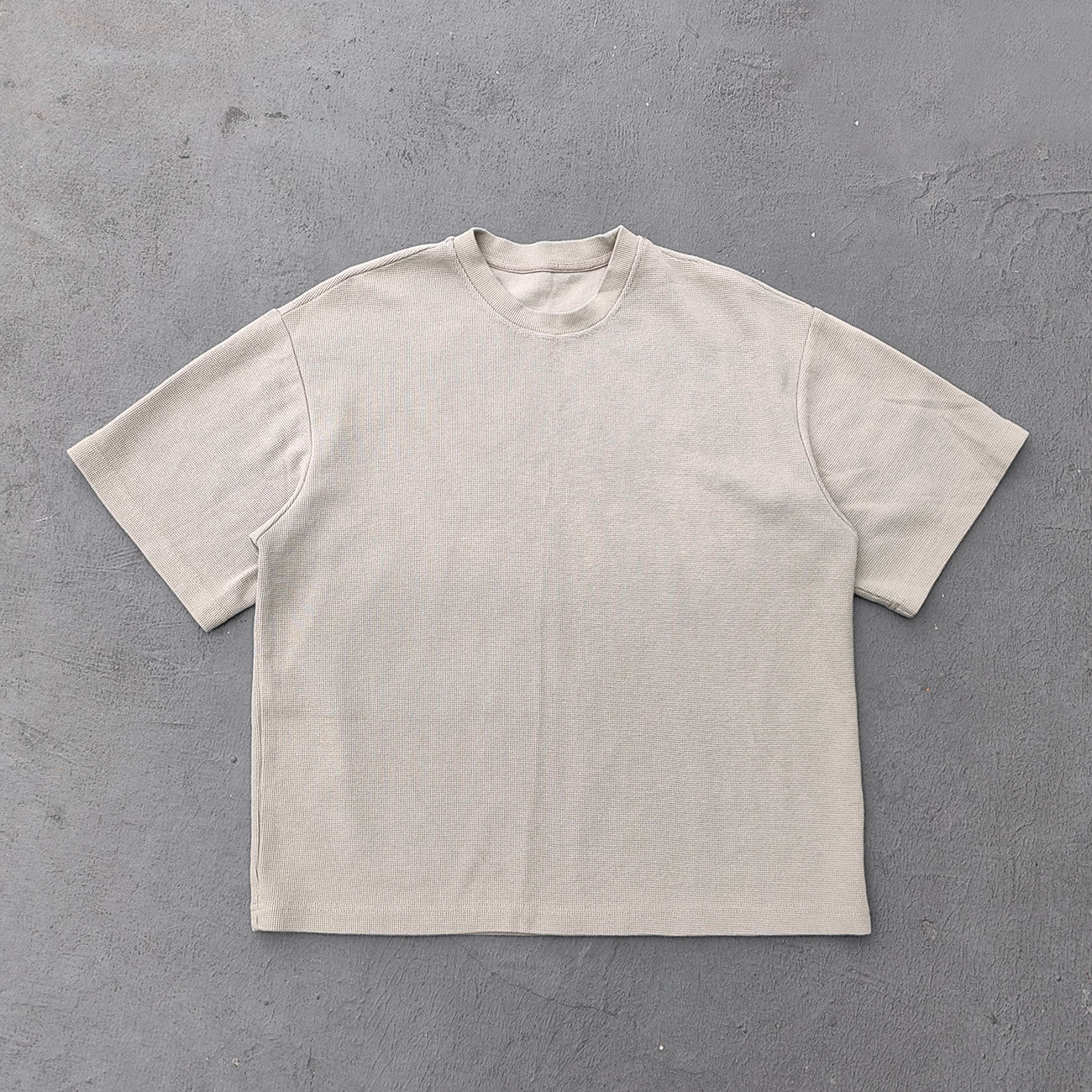Vintage Wash Waffle Tee - Black Gray Blue Oat Distressed Oversized Y2K Boxy Fit