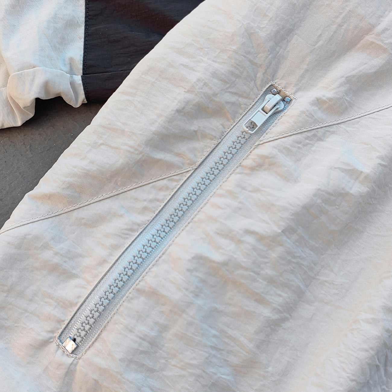 Color Block Track Jacket - White Black Geometric Y2K Windbreaker Streetwear