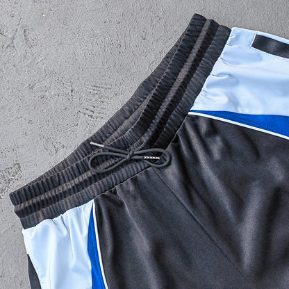 ENERGY Football Jersey Set - Black Blue White Color Block V Neck HUILI HDK Shirt Shorts Y2K Streetwear