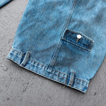 Curved Wide Leg Jeans - Light Blue Acid Wash Asymmetric Wrap Front Arc Panel Y2K Streetwear