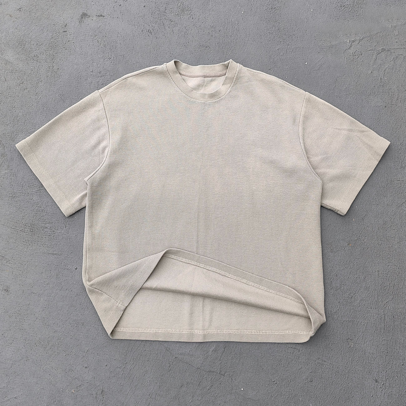 Vintage Wash Waffle Tee - Black Gray Blue Oat Distressed Oversized Y2K Boxy Fit
