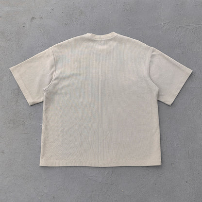 Vintage Wash Waffle Tee - Black Gray Blue Oat Distressed Oversized Y2K Boxy Fit