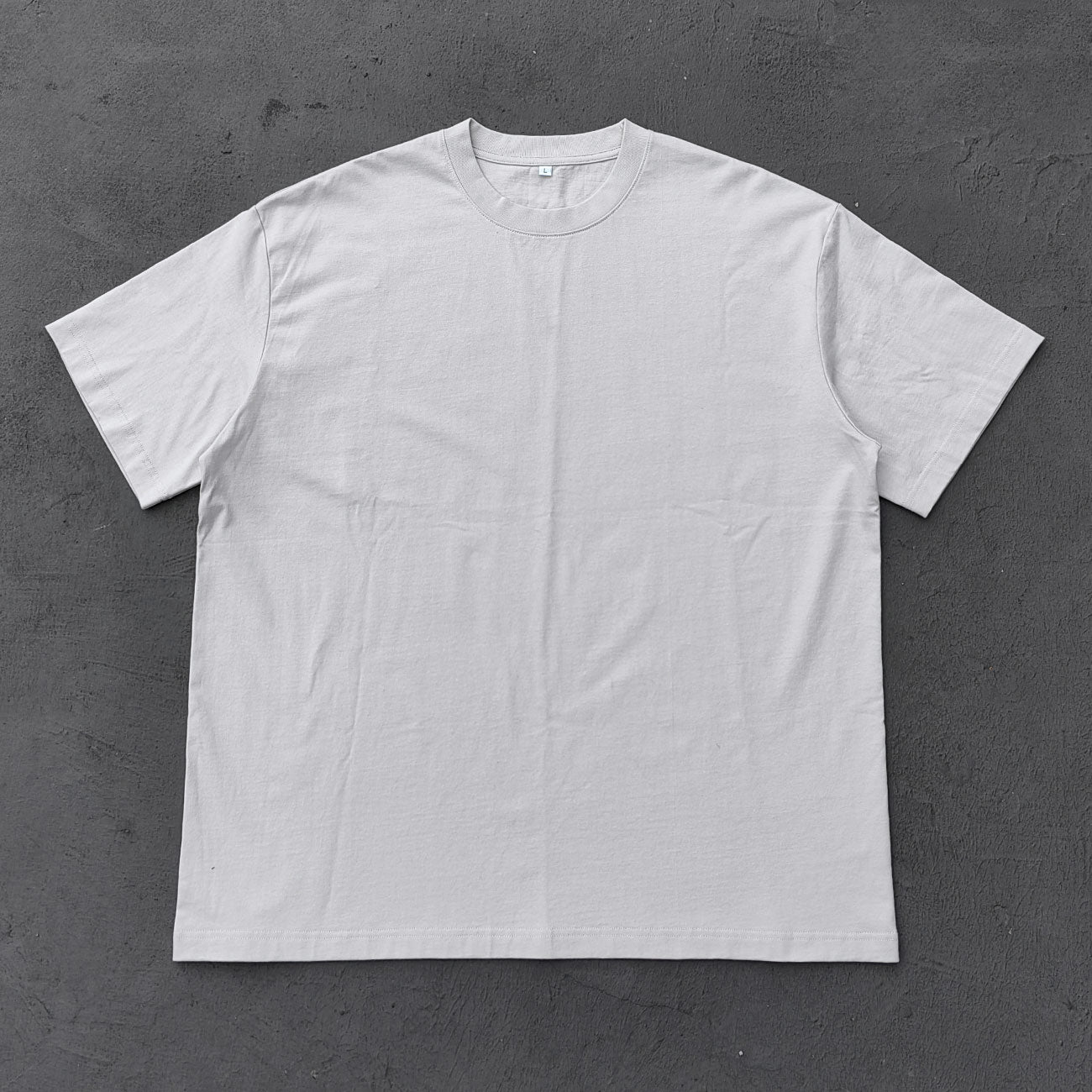 Oversized Crew Neck T-Shirt - Light Gray Blank Plain Cotton Y2K Streetwear