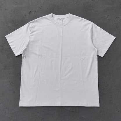 Oversized Crew Neck T-Shirt - Light Gray Blank Plain Cotton Y2K Streetwear