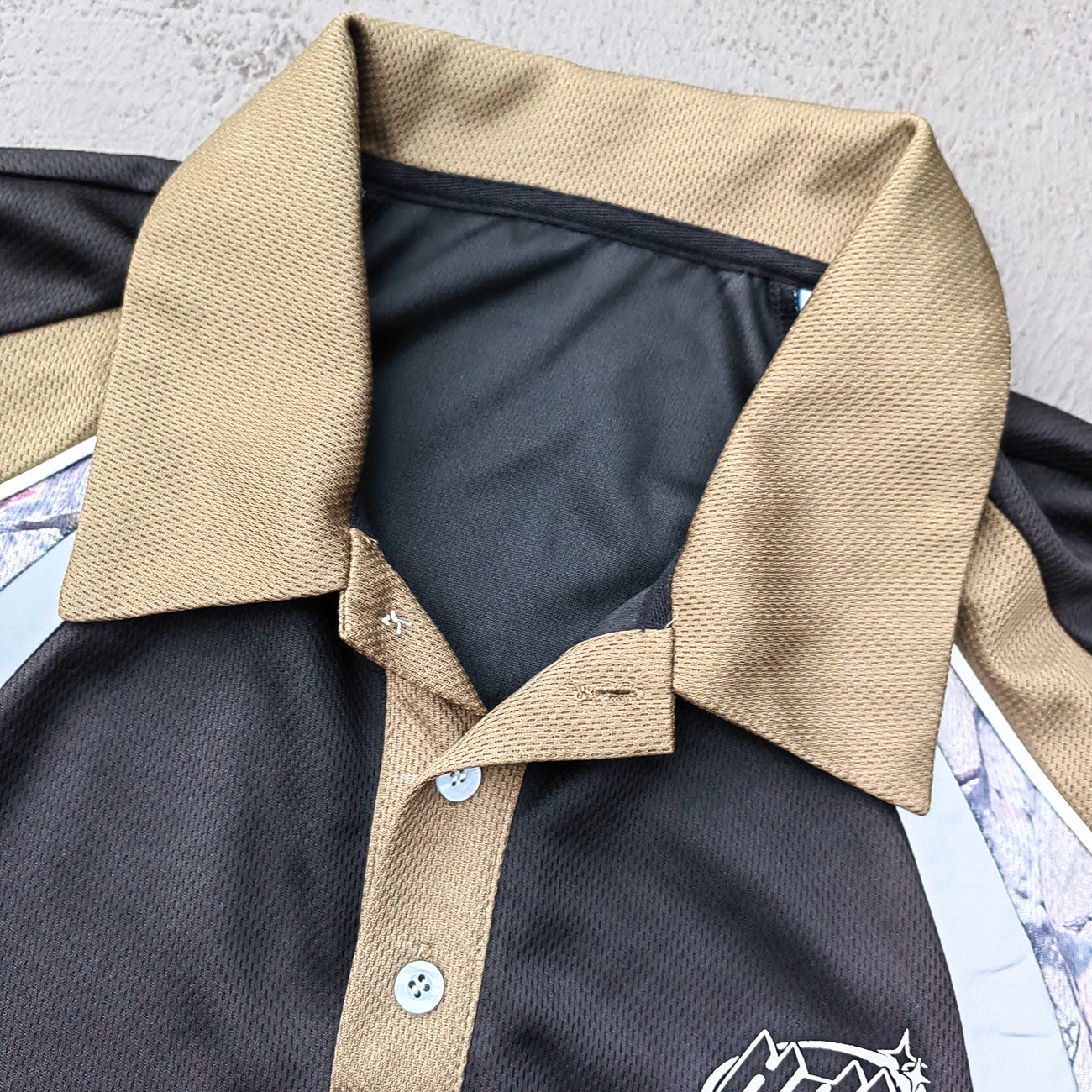 Color Block Polo Shirt - Black Olive Camo Panel HDK Logo Sporty Jersey Y2K Streetwear