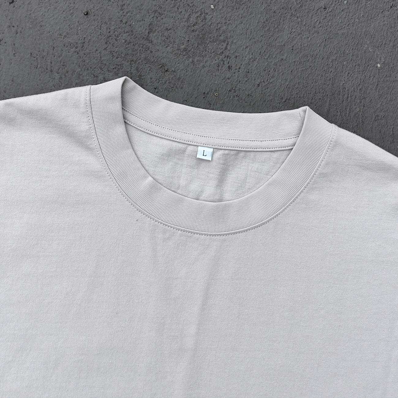 Oversized Crew Neck T-Shirt - Light Gray Blank Plain Cotton Y2K Streetwear