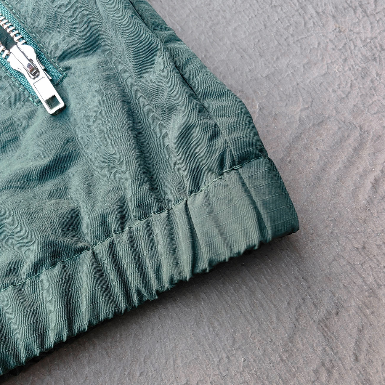 Dark Green Color Block Tracksuit - Y2K Reflective Panel Windbreaker Jacket and Shorts Set