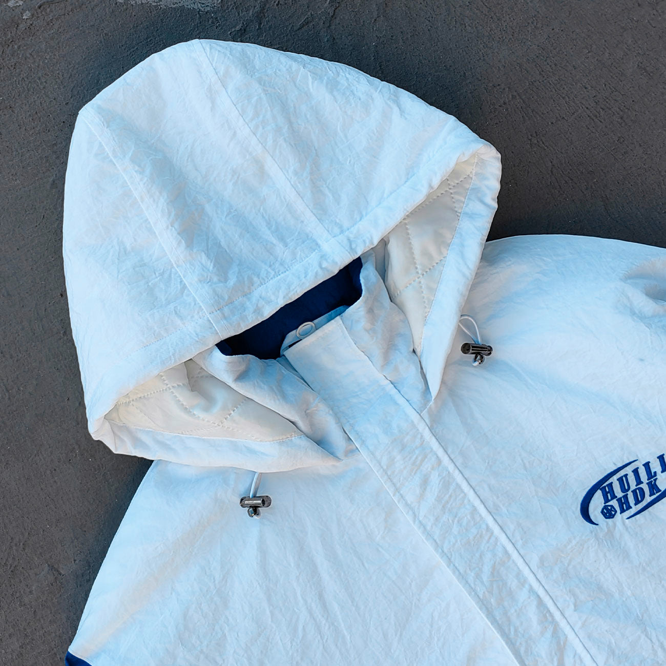 Color Block Hooded Anorak - White Red Blue Y2K Half Zip Windbreaker
