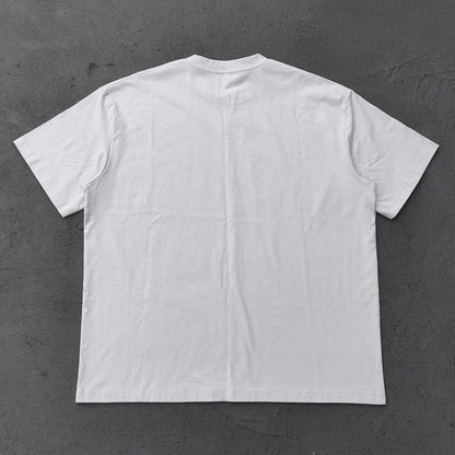 Oversized Crew Neck T-Shirt - Light Gray Blank Plain Cotton Y2K Streetwear