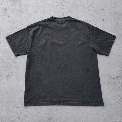 GLORY TO GOD Graphic Tee - Black Acid Wash Religious Jesus Collage Print Distressed Ripped Y2K Streetwear