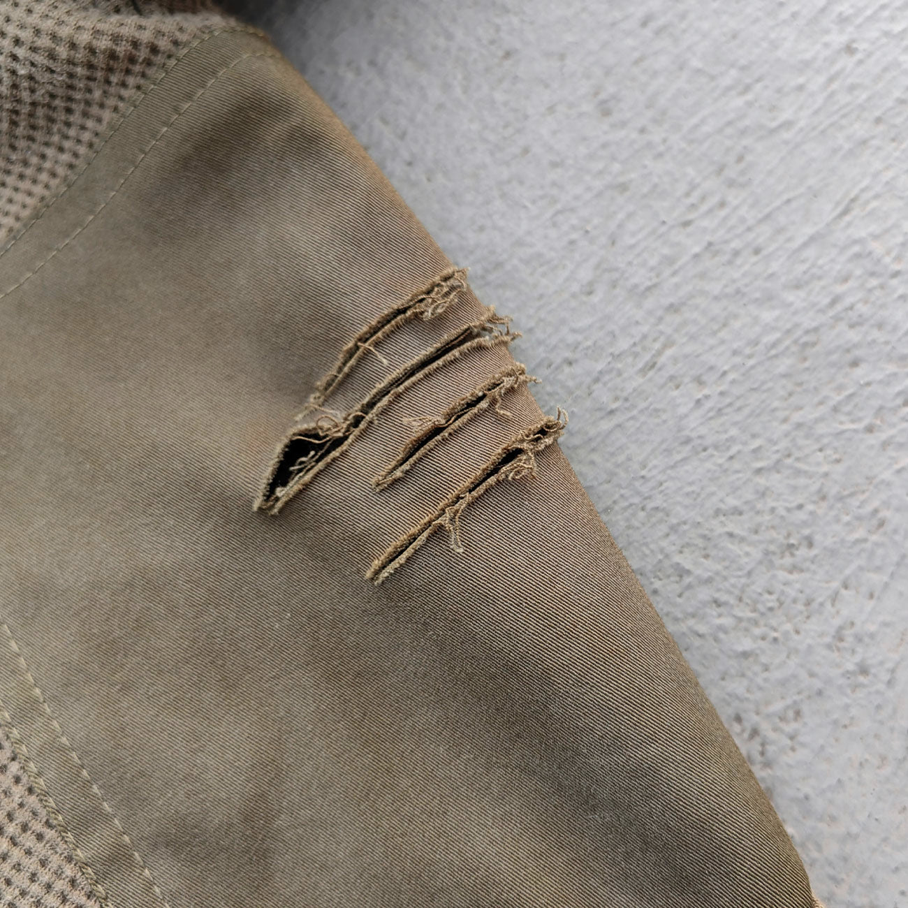 Waffle Knit Zip Up Hoodie - Olive Green Studded Ripped Distressed Y2K Streetwear