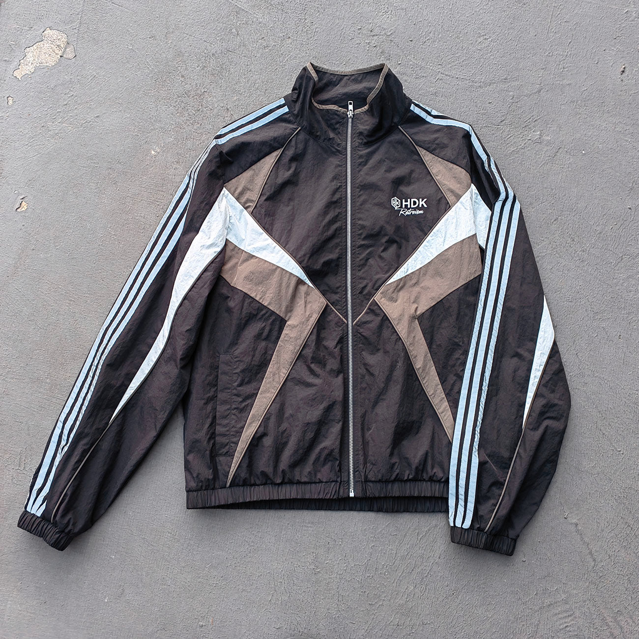Multi Color Track Jacket - Black Color Block Stripe Y2K Nylon Windbreaker Streetwear