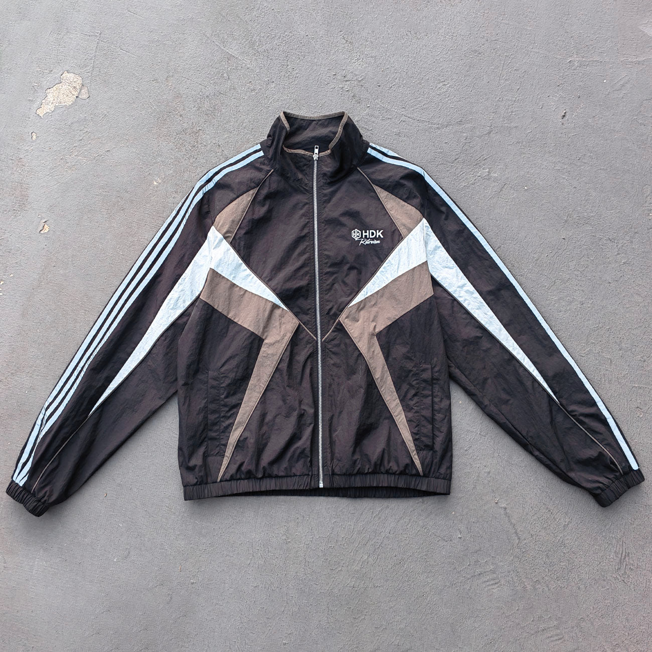 Multi Color Track Jacket - Black Color Block Stripe Y2K Nylon Windbreaker Streetwear
