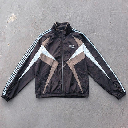 Multi Color Track Jacket - Black Color Block Stripe Y2K Nylon Windbreaker Streetwear