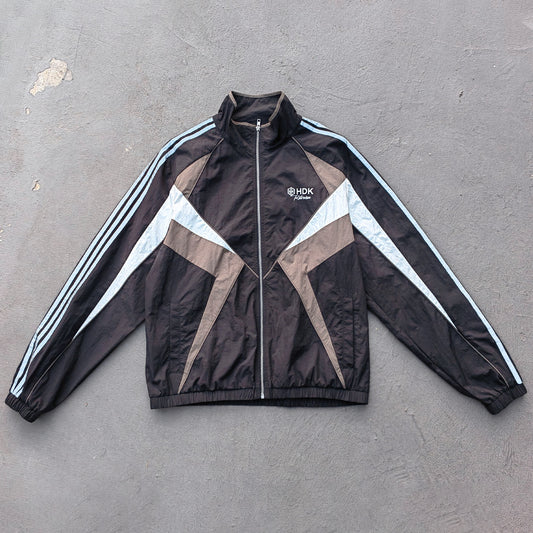 Multi Color Track Jacket - Black Color Block Stripe Y2K Nylon Windbreaker Streetwear