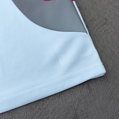 Color Block Polo Shirt - White Red Black Gray HDK Logo Sporty Jersey Y2K Streetwear