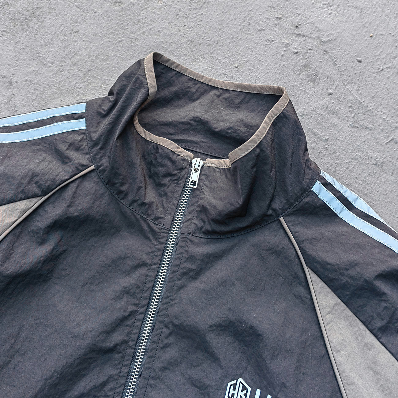 Multi Color Track Jacket - Black Color Block Stripe Y2K Nylon Windbreaker Streetwear