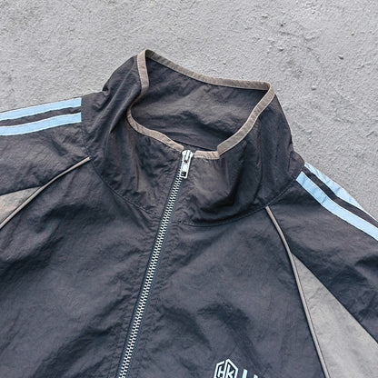 Multi Color Track Jacket - Black Color Block Stripe Y2K Nylon Windbreaker Streetwear