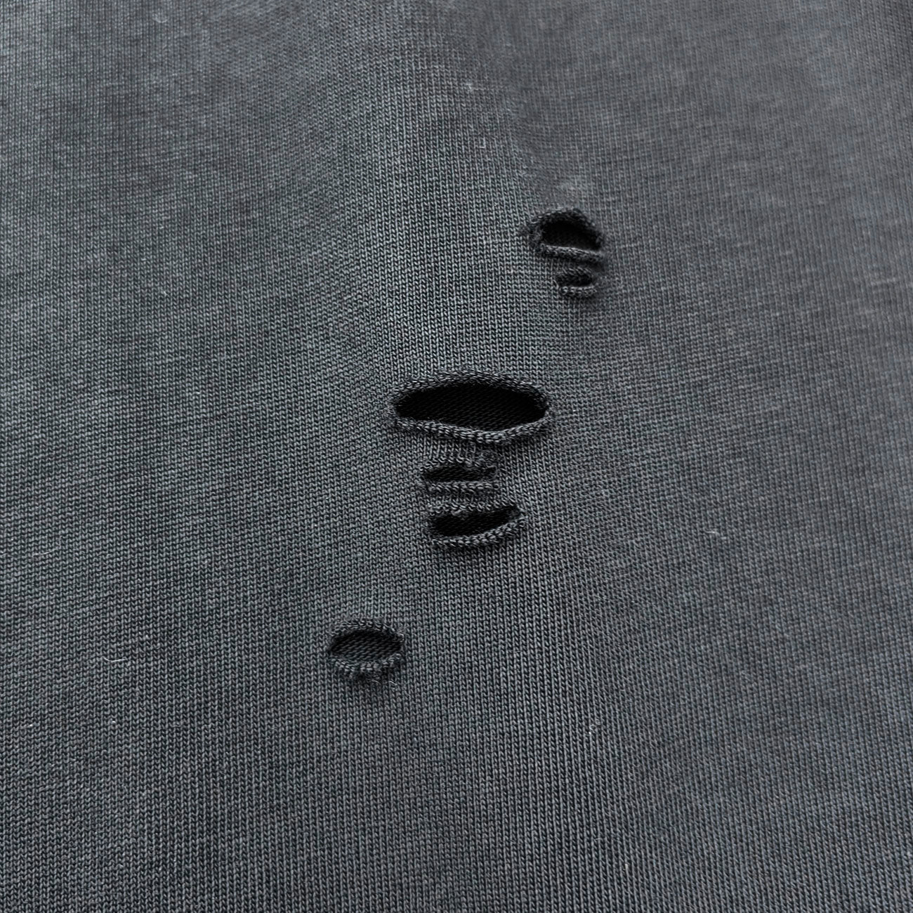 Ripped Distressed T-Shirt - Black Acid Wash Vintage Cut Out Crew Neck Y2K Streetwear