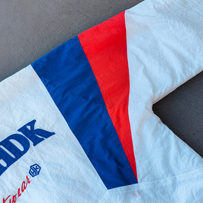 Color Block Hooded Anorak - White Red Blue Y2K Half Zip Windbreaker