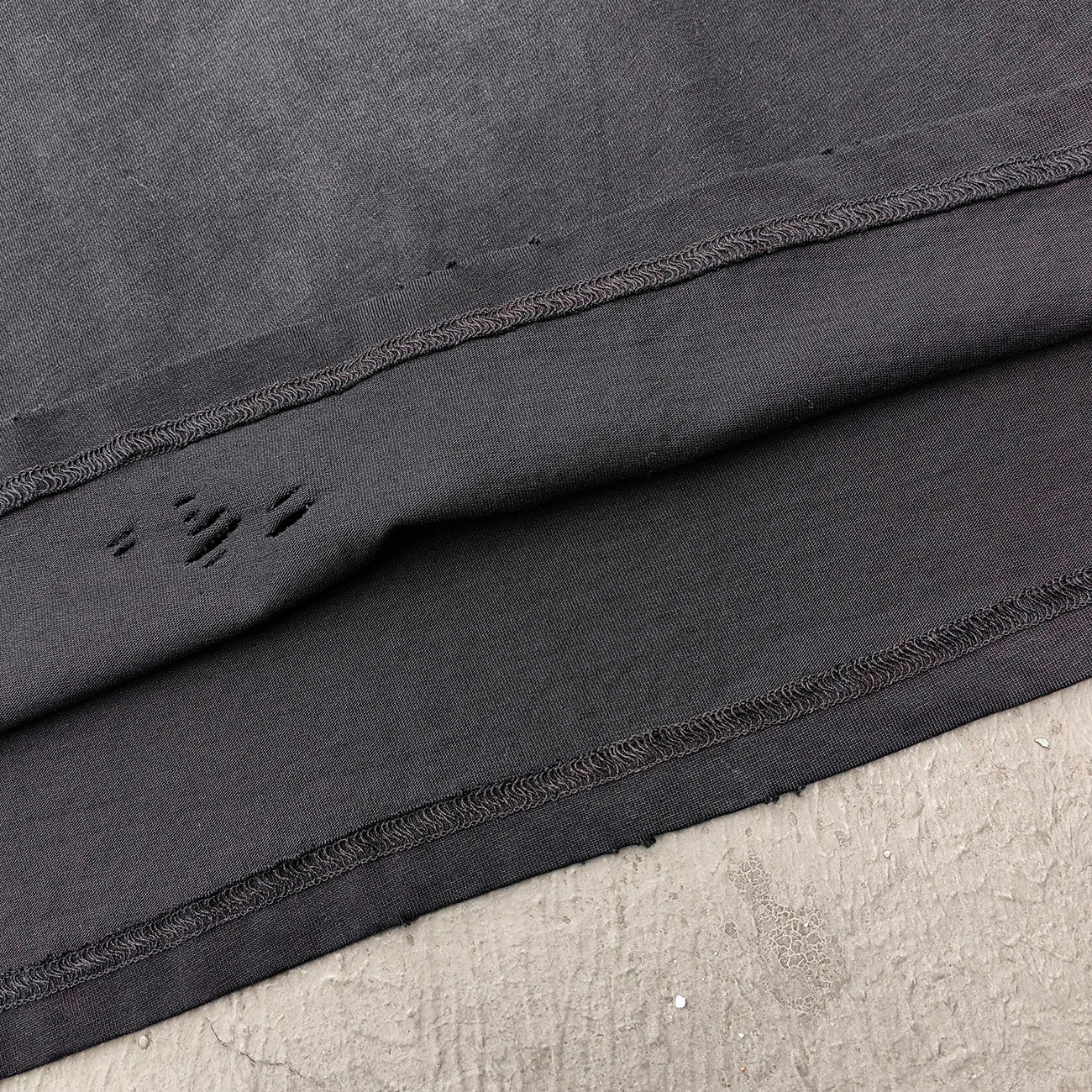 Ripped Distressed T-Shirt - Black Acid Wash Vintage Cut Out Crew Neck Y2K Streetwear
