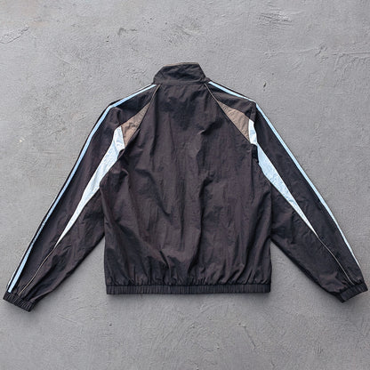 Multi Color Track Jacket - Black Color Block Stripe Y2K Nylon Windbreaker Streetwear