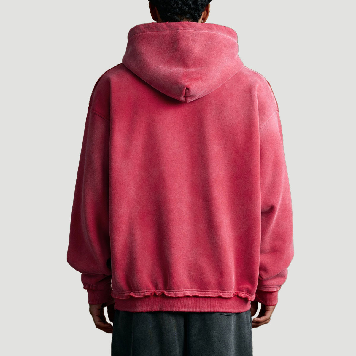 Men’s Oversized Gradient Zip Up Hoodie, Heavyweight 400G Fleece Vintage Streetwear Hooded Jacket, Washed Casual Sweatshirt