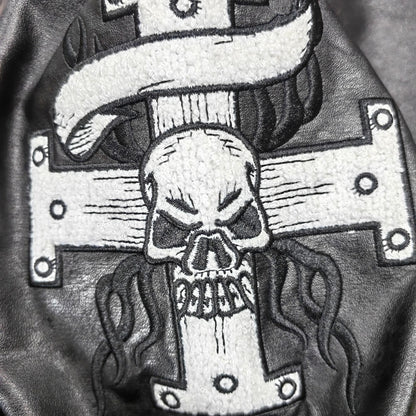 FACTORY high quality custom streetwear spider Skull chenille embroidery varsity jacket