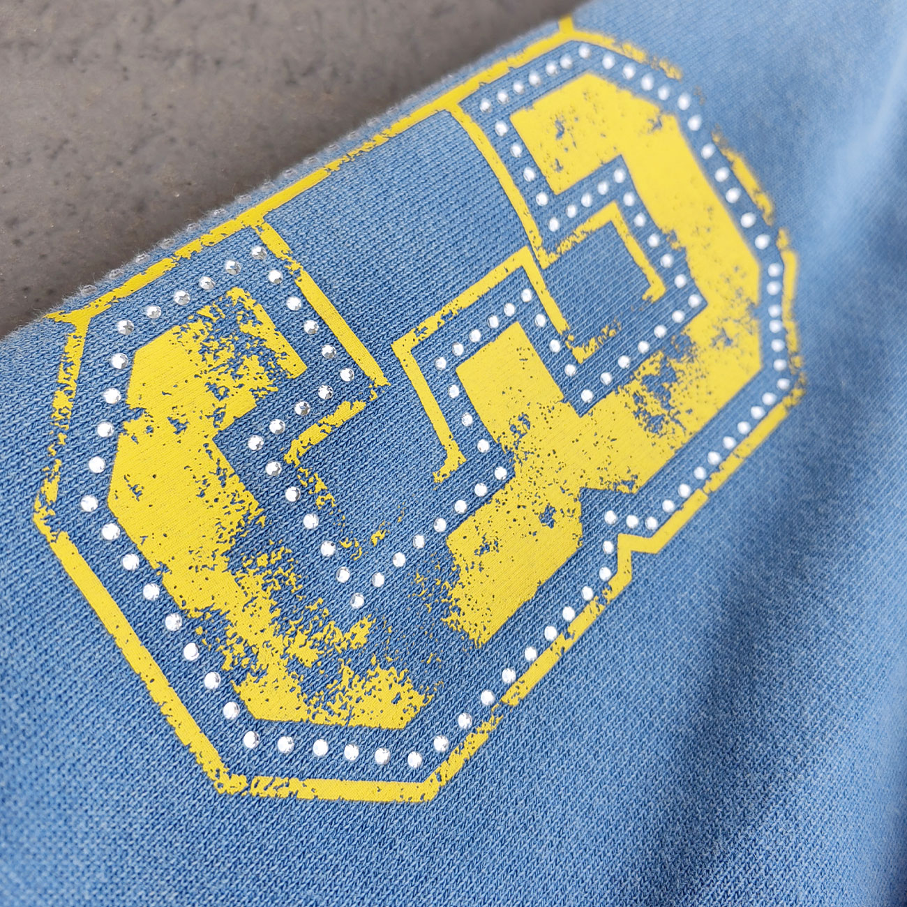 Graffiti Print Crewneck - Blue Acid Wash Distressed Y2K Oversized Sweatshirt