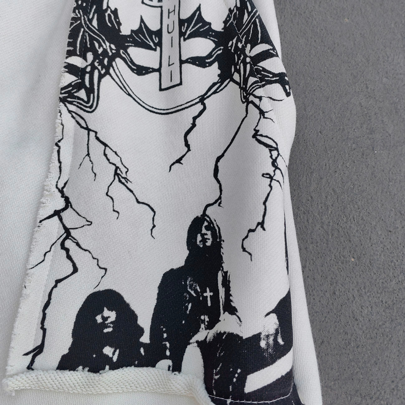 Gothic Letter Patch Sweatpants - White Distressed Multi Color Y2K Streetwear