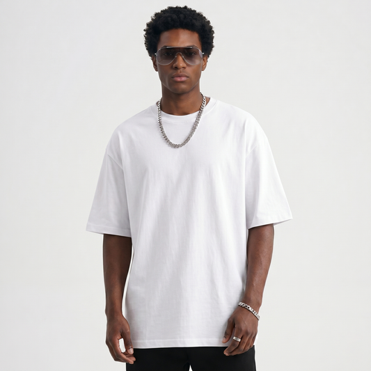 190G Premium Oversized Blank T Shirt for Men | 100% Cotton Heavyweight Drop Shoulder Crew Neck Tee for DTG, Screen Print & Everyday Streetwear