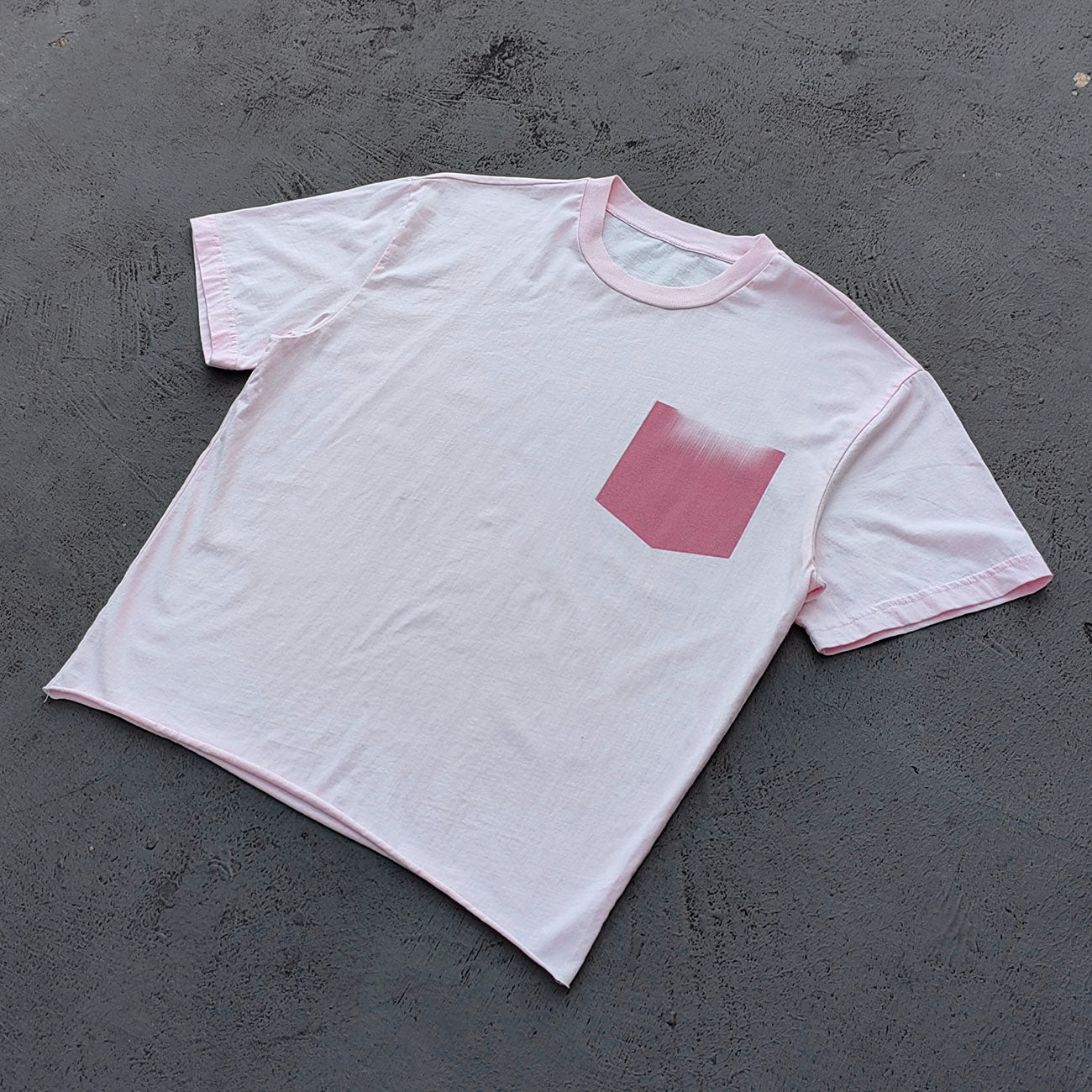 Gradient Pocket T-Shirt - Pink Yellow Raw Hem Oversized Boxy Minimalist Y2K Streetwear
